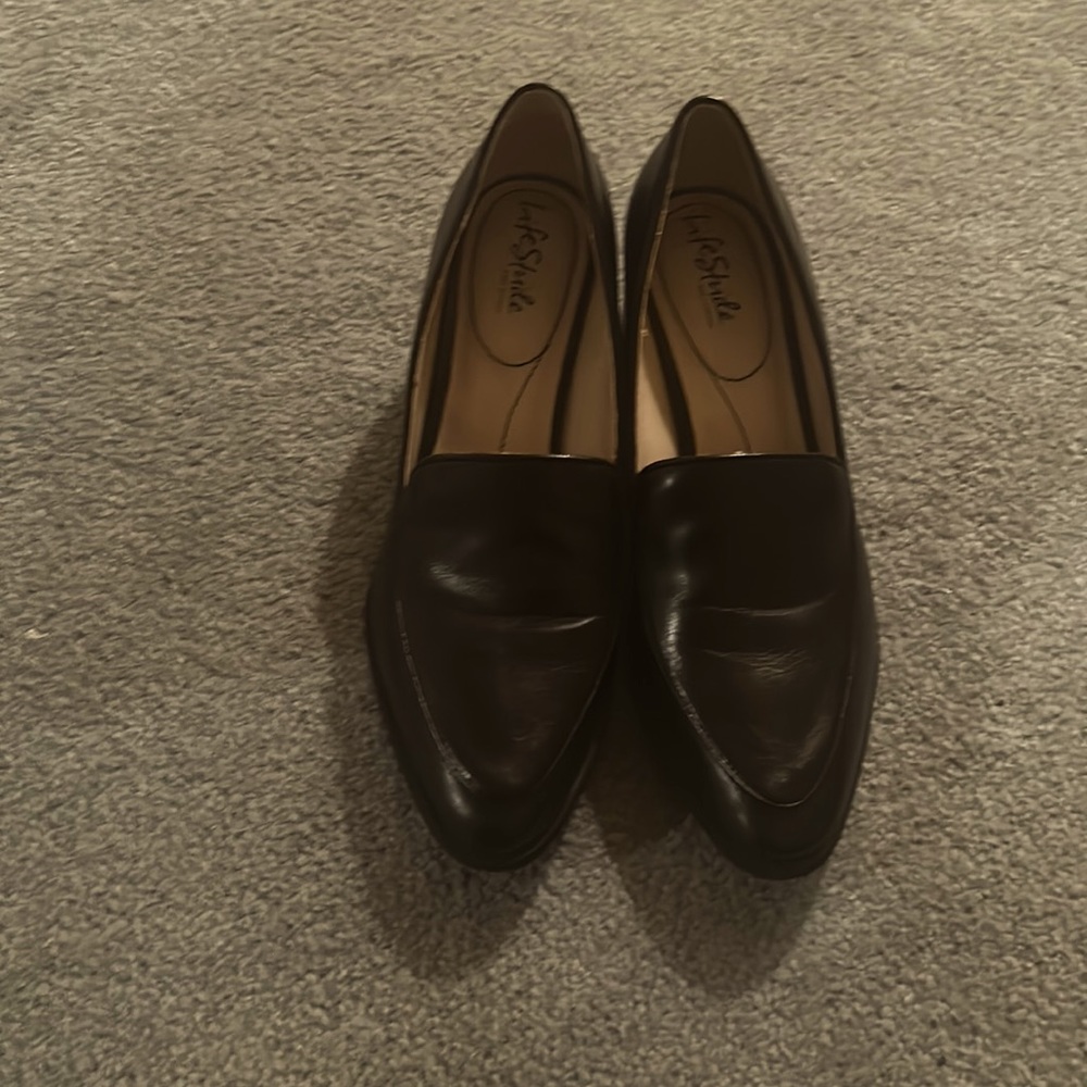 Black block heel dress loafer shoes from Life Stride